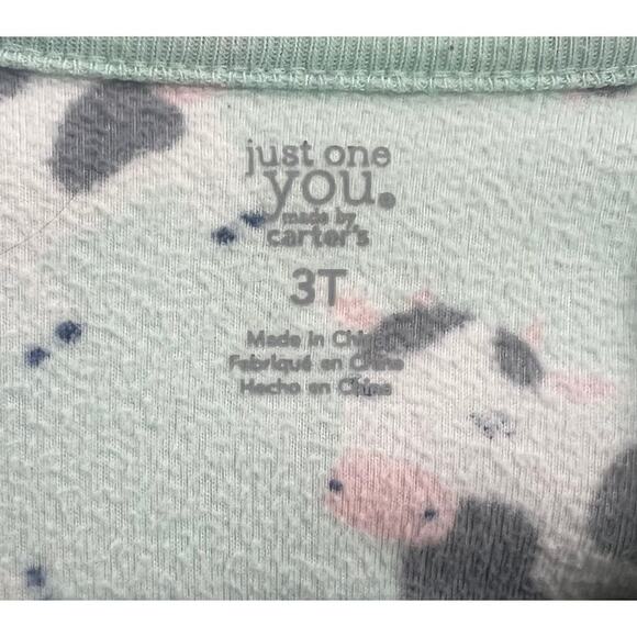 Just One You by Carter's Dairy Cow Print Full Zip Footed Pajama Sleeper, Size 3T - Picture 2 of 9